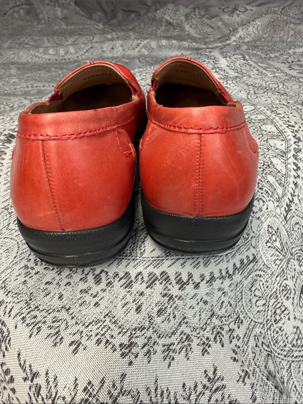 hotter Red Leather Slip-On Loafers - Vibrant Red - Size 8 - Picture 3 of 4